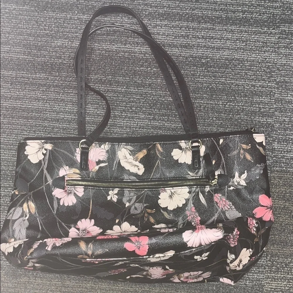Liz Claiborne large Floral Black Tote Bag / preowned